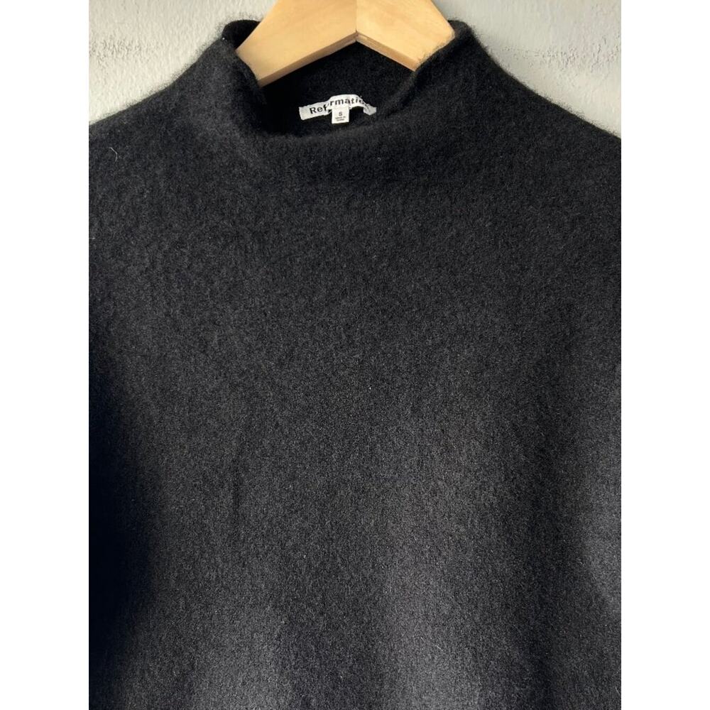 Reformation Black Cashmere Cropped Mock Neck Sweater Top Small Women's - Picture 2 of 8